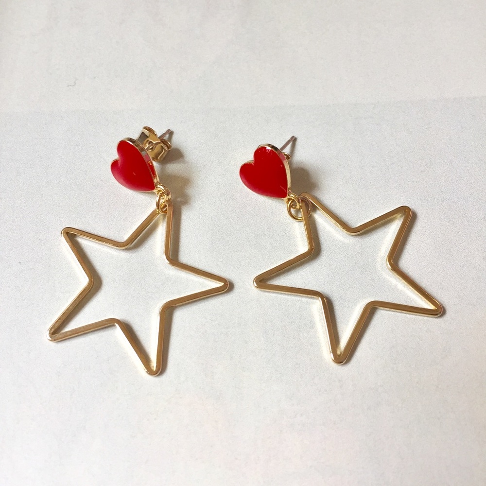 Heart and star earrings
